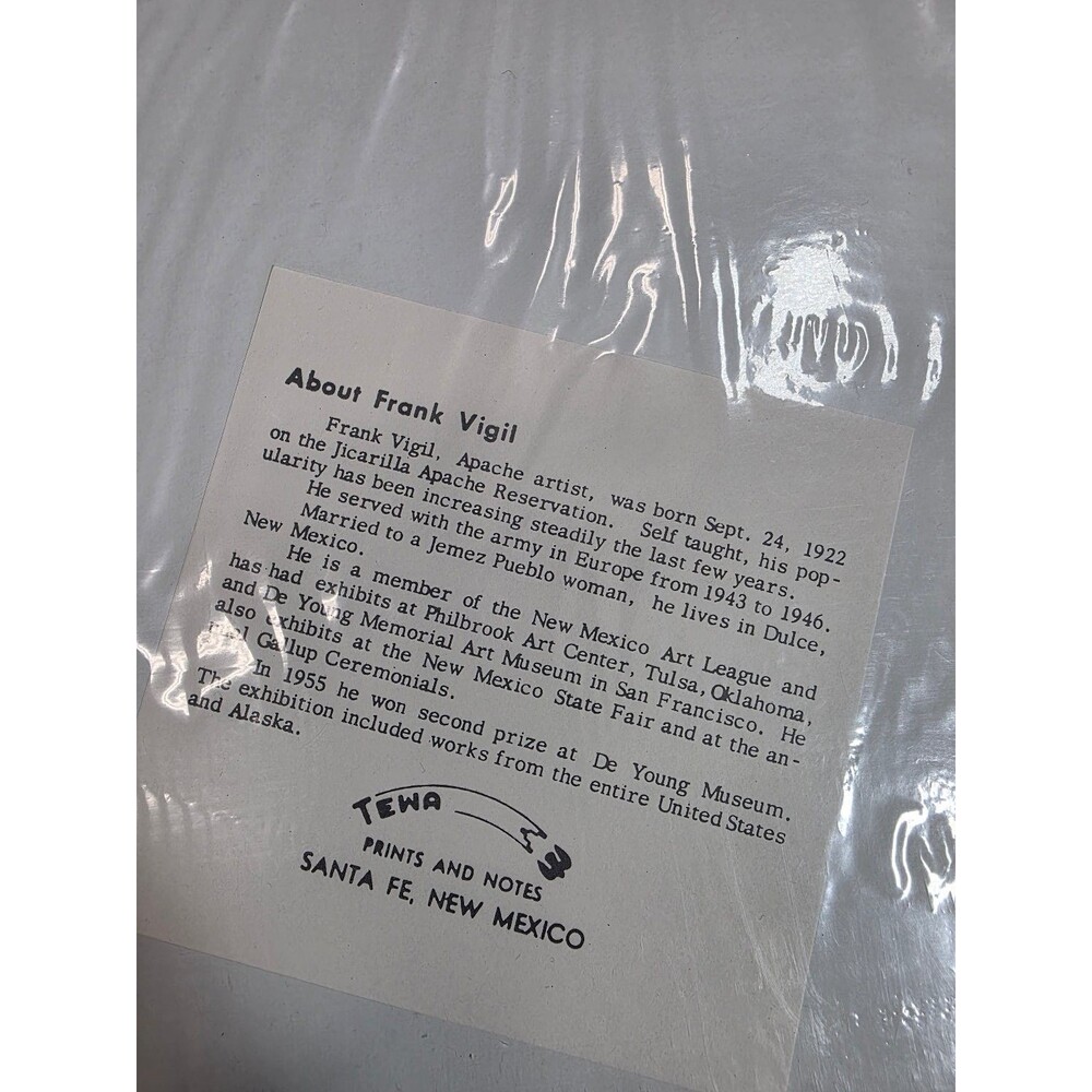 Frank Vigil Signed Native American Horse Print with Provenance Santa Fe NM - Picture 6 of 6